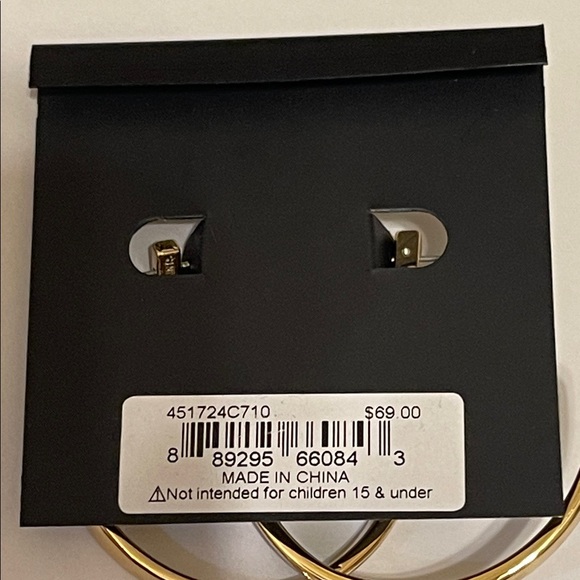 All Saints Gold Women's Buckle Detail Hoop Earrings NWT - Picture 3 of 3